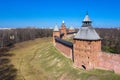 Old towers of Novgorod Kremlin, Veliky Novgorod, Russia Royalty Free Stock Photo