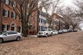 Old Town Alexandria, Virginia with historic homes and cobblestone street Royalty Free Stock Photo