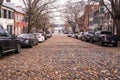 Old Town Alexandria, Virginia with historic homes and cobblestone street Royalty Free Stock Photo