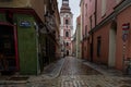 An old town alley close to the renaissance market square in Poznan, Poland