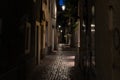 Old town alley in the night, zurich switzerland Royalty Free Stock Photo