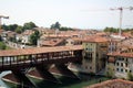 The old town of Bassano del Grappa and the Ponte deli-Alpini Bridge Italy. Royalty Free Stock Photo