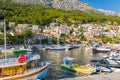 Old beautiful town Brela with harbor in Dalmatia, Croatia Royalty Free Stock Photo