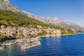 Old beautiful town Brela with harbor in Dalmatia, Croatia Royalty Free Stock Photo