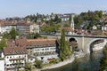 Old town with bridge, church and river