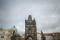 Old town bridge tower of Charles Bridge Karluv Most, or staromestska mostecka vez in Prague, Czech Republic, seen from below Royalty Free Stock Photo