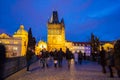 Old Town Bridge Tower at Charles Bridge Prague at night Czechia Royalty Free Stock Photo