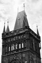 Old Town Bridge Tower Stare Mesto Tower near Charles Bridge Karluv Most in Prague, Czech Republic. Close up view. Royalty Free Stock Photo