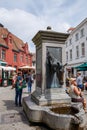 Old town of Bruges with the famous Horse Head Drinking Fountain