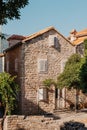 Old Town, Budva, Montenegro. Picturesque square in the well preserved medieval Old town with shops, cafes and Royalty Free Stock Photo