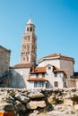 Old town buildings and Diocletian's Palace Saint Domnius Cathedral Bell Tower in Split, Croatia Royalty Free Stock Photo