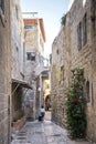 Old town cobbled street in ancient jerusalem city israel