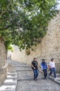 Old town cobbled street in ancient jerusalem city israel