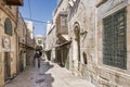 Old town cobbled street in ancient jerusalem city israel