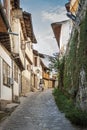 Old town street and houses view of veliko tarnovo bulgaria Royalty Free Stock Photo