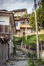 Old town street and houses view of veliko tarnovo bulgaria