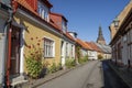 Old Town Cobblestreet with Housing at Ystad Midtown overlooking Church