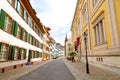 Old town colorful street in Basel city, Switzerland Royalty Free Stock Photo