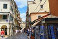 Old town commercial street Corfu Greece Royalty Free Stock Photo