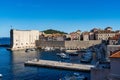 Old town of Dubrovnik with its old port full of boats. Dubrovnik Old Harbour Royalty Free Stock Photo