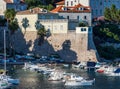 Old town of Dubrovnik with its old port full of boats. Dubrovnik Old Harbour Royalty Free Stock Photo