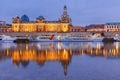 Old Town and Elba at night in Dresden, Germany Royalty Free Stock Photo