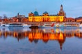 Old Town and Elba at night in Dresden, Germany Royalty Free Stock Photo