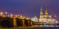 Old Town and Elba at night in Dresden, Germany Royalty Free Stock Photo