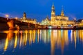 Old Town and Elba at night in Dresden, Germany Royalty Free Stock Photo