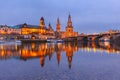 Old Town and Elba at night in Dresden, Germany Royalty Free Stock Photo