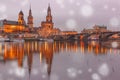 Old Town and Elba at night in Dresden, Germany Royalty Free Stock Photo
