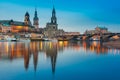 Old Town and Elba at night in Dresden, Germany Royalty Free Stock Photo