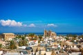Old town of Famagusta (Gazimagusa), Cyprus. High elivated view Royalty Free Stock Photo