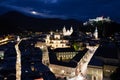 Old town and fortress at night. Salzburg. Austria