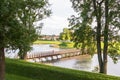 Bridge over the moat, in the old town in Fredrikstad, Norway Royalty Free Stock Photo