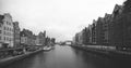 Old Town in Gdansk on black and white negative film scan Royalty Free Stock Photo