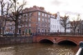 Old town in Gdansk. The riverside on Granary Island reflection in Moltawa River Cityscap. Ancient crane at dusk. Visit