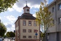 Old Town Hall at Amalienstrasse 35 in historic city center of Karlsdorf-Neuthard, Now this building local museum, city landmark