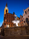 old town hall gdansk with neptune fountain in poland Royalty Free Stock Photo