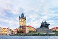 The Old Town Hall and the Jan Hus Memorial in Prague Royalty Free Stock Photo