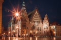 Old town hall at night on the square in the city of wroclaw Royalty Free Stock Photo