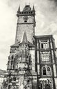 Old town hall in Prague, Czech, colorless Royalty Free Stock Photo