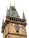 Old Town Hall in Prague on white isolated background