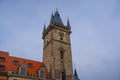 The Old Town Hall Tower with the Horologe, the medieval astronomic clock, Prague, Czech Republic Royalty Free Stock Photo