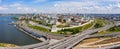 Old town, historical center with Kazan Kremlin and Suyumbike Tower, Panoramic view of the city on a sunny summer day. Russian Royalty Free Stock Photo