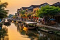 Old town of Hoi An in Vietnam, Hoi An ancient town riverfront, AI Generated Royalty Free Stock Photo