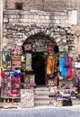 Old town `Icheri Sheher`, Baku, Azerbaijan - July 14,2017. Souvenir shop in the center of the old town of Icheri Sheher, which sel Royalty Free Stock Photo