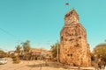 Old town Kaleici panoramic view with Clock Tower. Antalya tourist resort Royalty Free Stock Photo