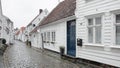 Old town known as Gamble Stavanger with cobbled streets lined with traditional white houses, Stavanger, Norway