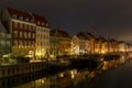 Old town of Kopenhagen city at night, Denmark